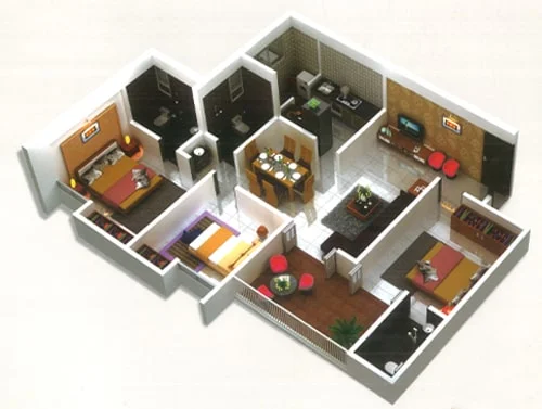 Rohan Saroha Bhugaon 3BHK Floorplan